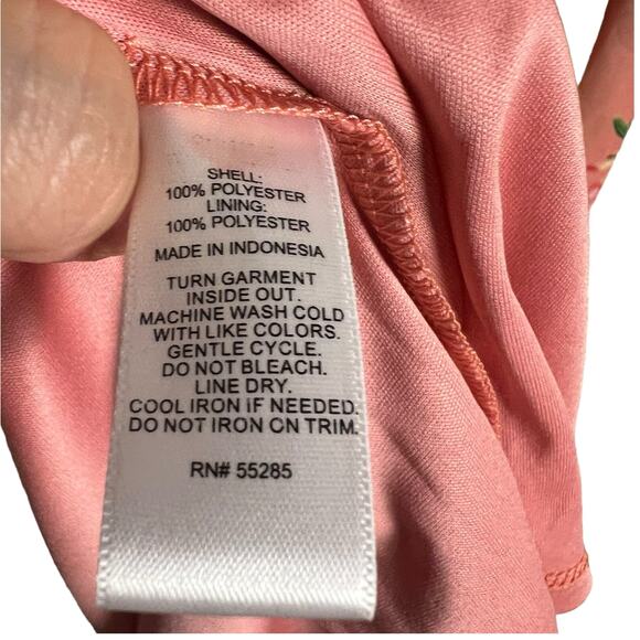 Express Coral Pink Strappy Tropical Floral Print Cut Out Maxi Dress Size Large - Picture 6 of 9